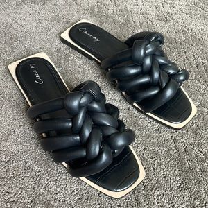 Black flats genuine leather size 37.5